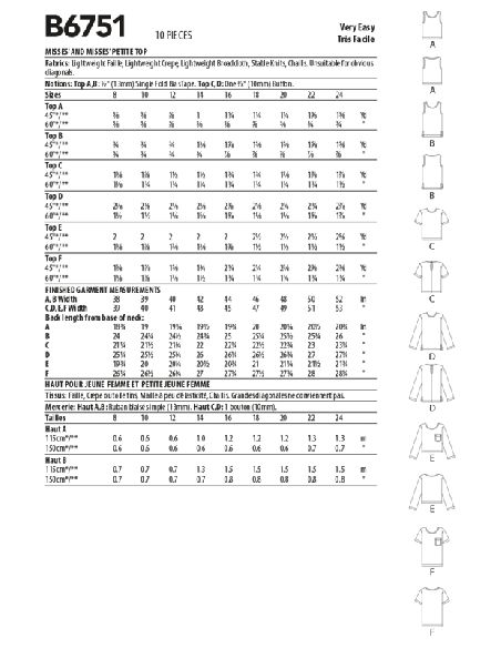Patron Butterick 6751/B5 - Haut