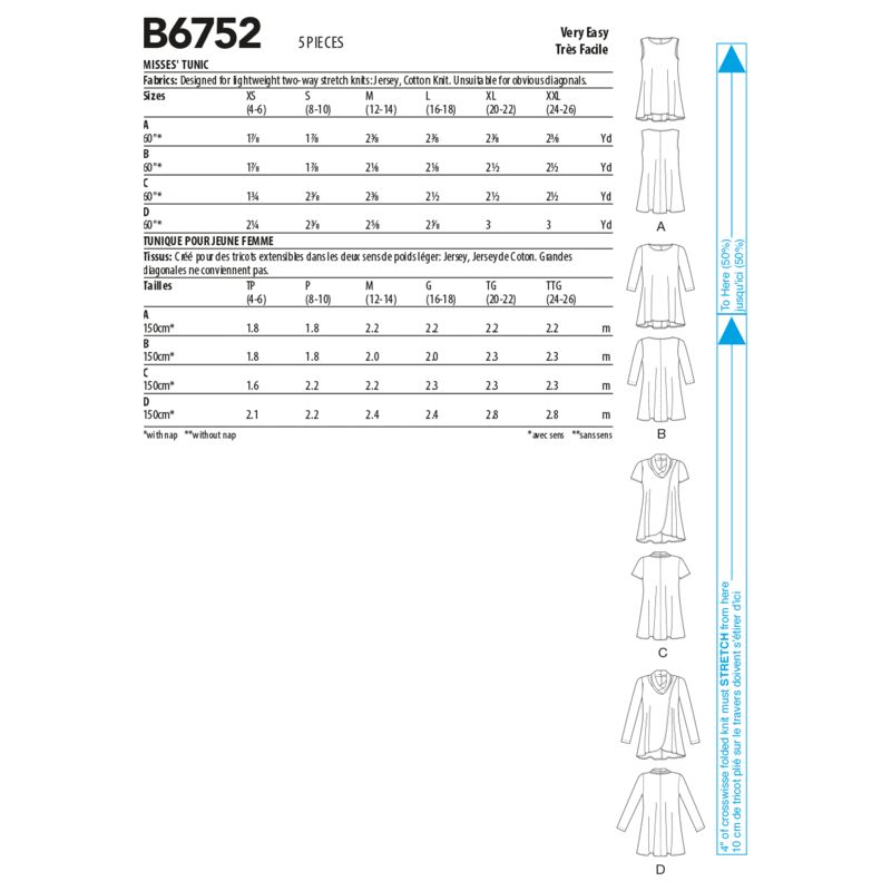Patron Butterick 6752/Y - Tunique