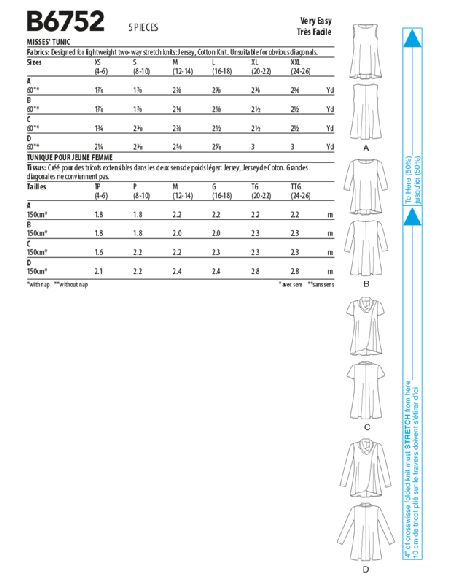 Patron Butterick 6752/Y - Tunique