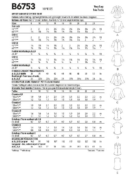 Patron Butterick 6753/B5 - Haut
