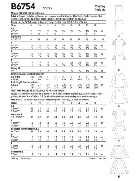 Patron Butterick 6754/B5 - Haut