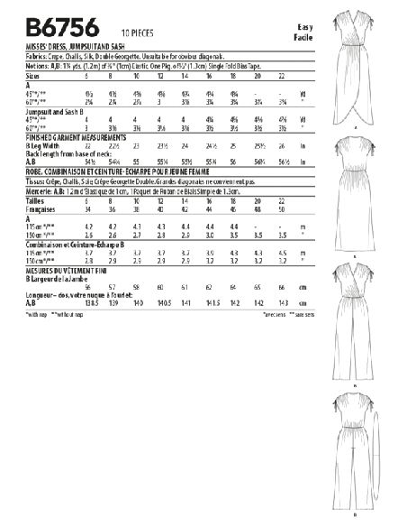 Patron Butterick 6756/A5 - Combinaison