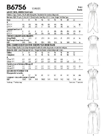 Patron Butterick 6756/A5 - Combinaison