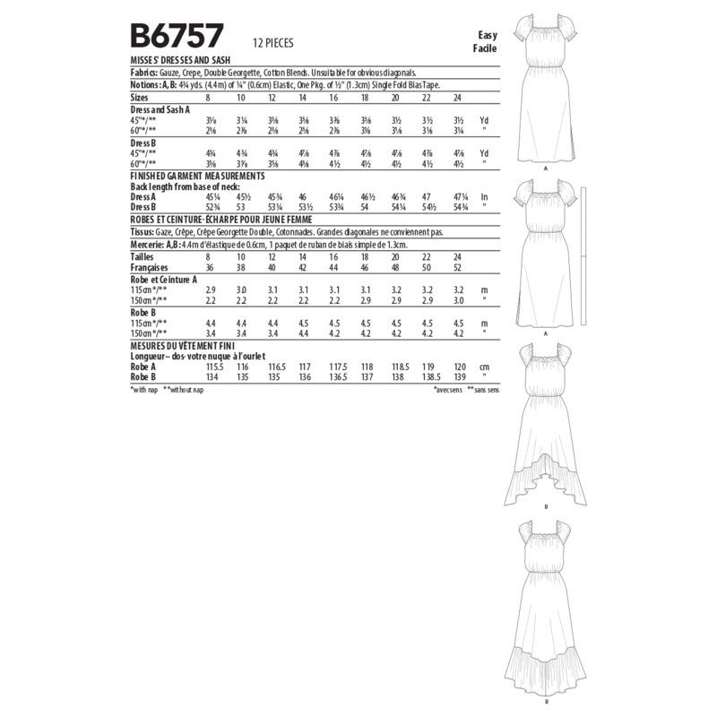 Patron Butterick 6757/B5 - Robe