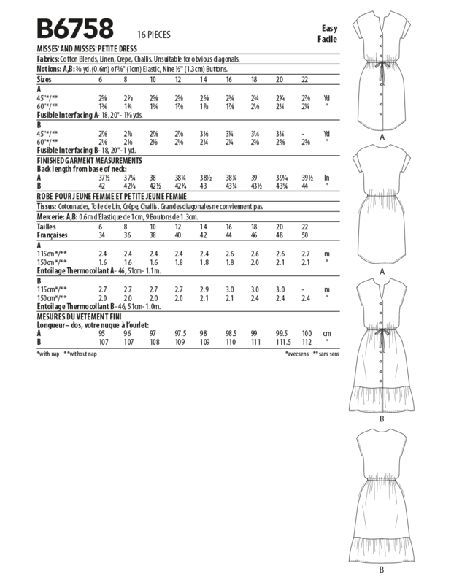 Patron Butterick 6758/A5 - Robe