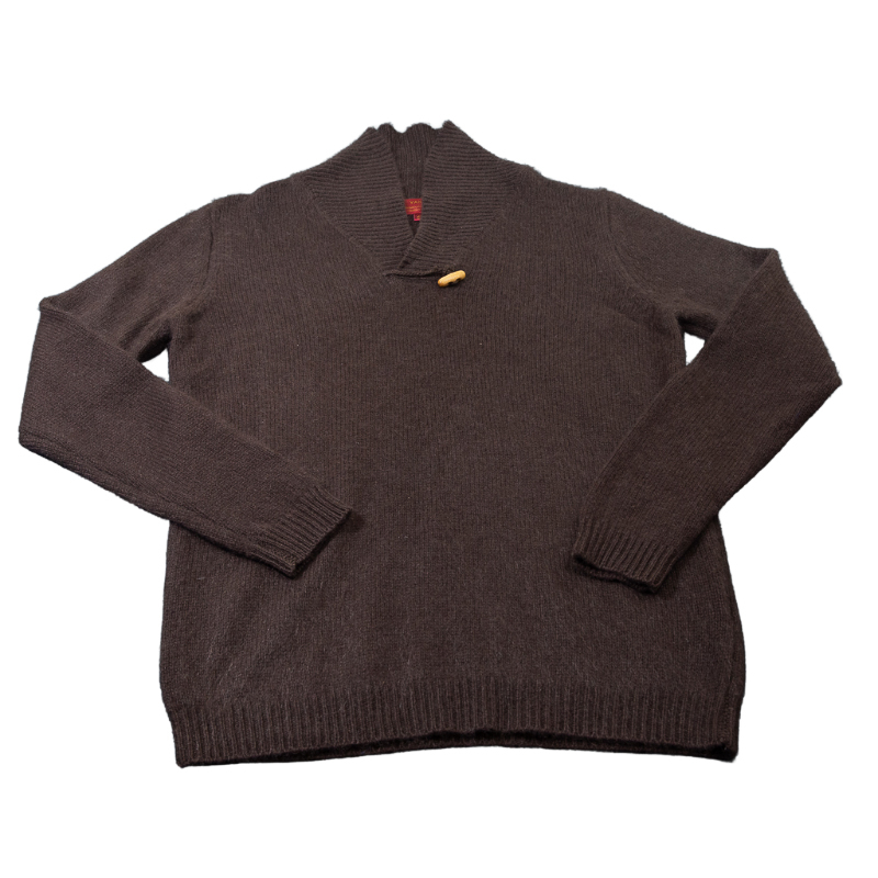 Pull 100% Yak fermeture brandebourg - Marron (Taille S)