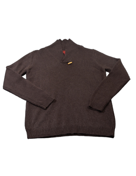 Pull 100% Yak fermeture brandebourg - Marron (Taille S)