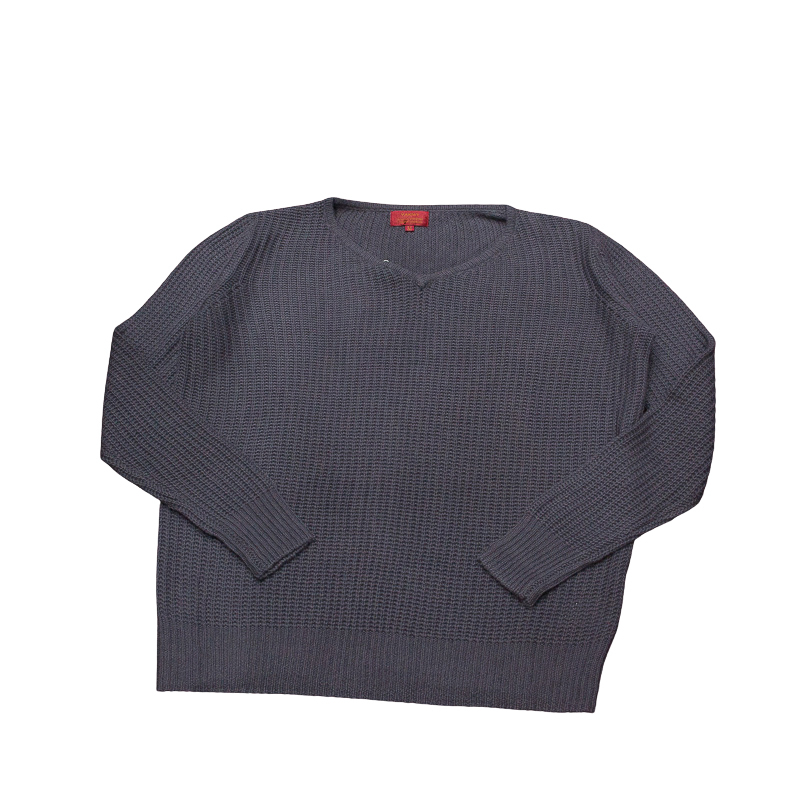 Pull tricot col V 100% Yak - Gris souris (Taille M)