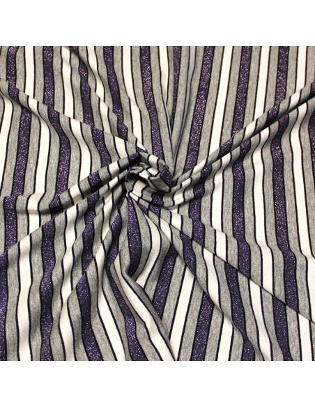 Jersey viscose - Rayure scintillante violette