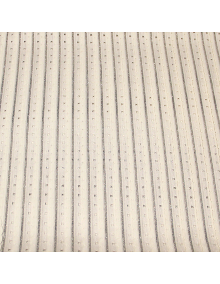 Jersey ajouré - Écru dentelé liseré argent