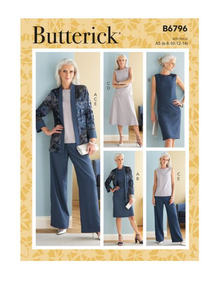 Butterick 6796/A5 - Veste, robe, jupe et pantalon