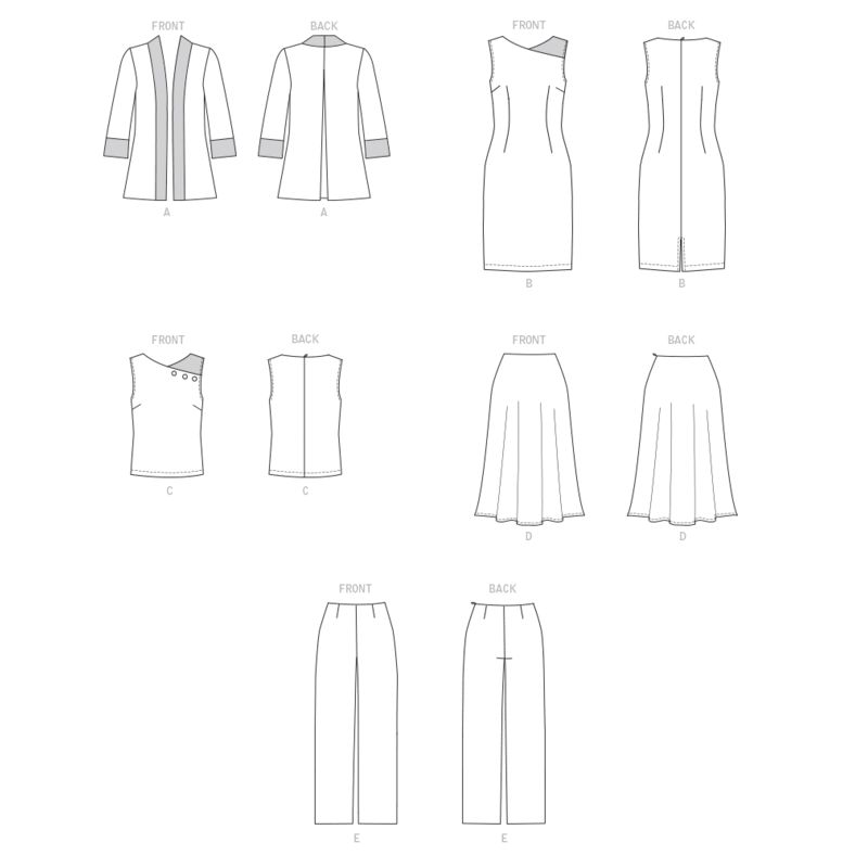 Butterick 6796/A5 - Veste, robe, jupe et pantalon