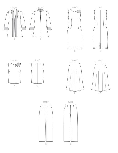 Butterick 6796/A5 - Veste, robe, jupe et pantalon
