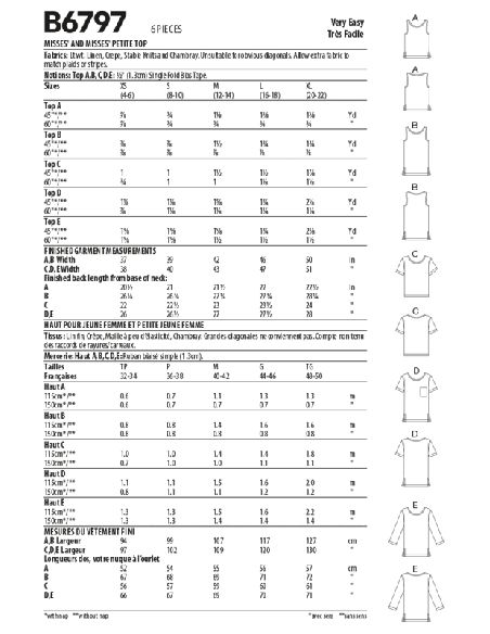 Patron Butterick 6797/A - Haut