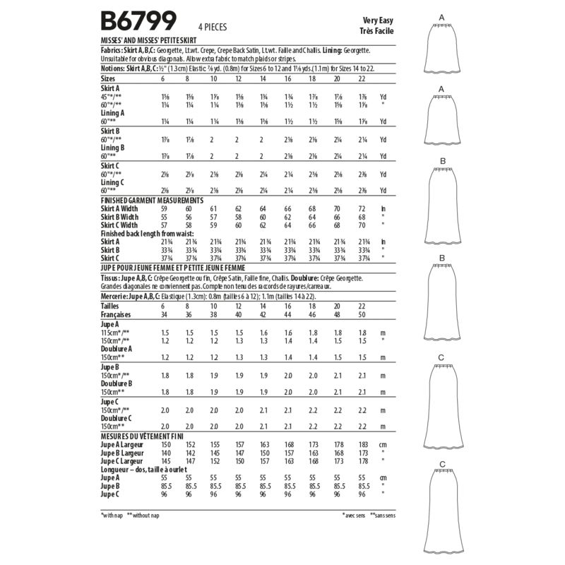 Butterick 6799/A5 - Jupe trapèze