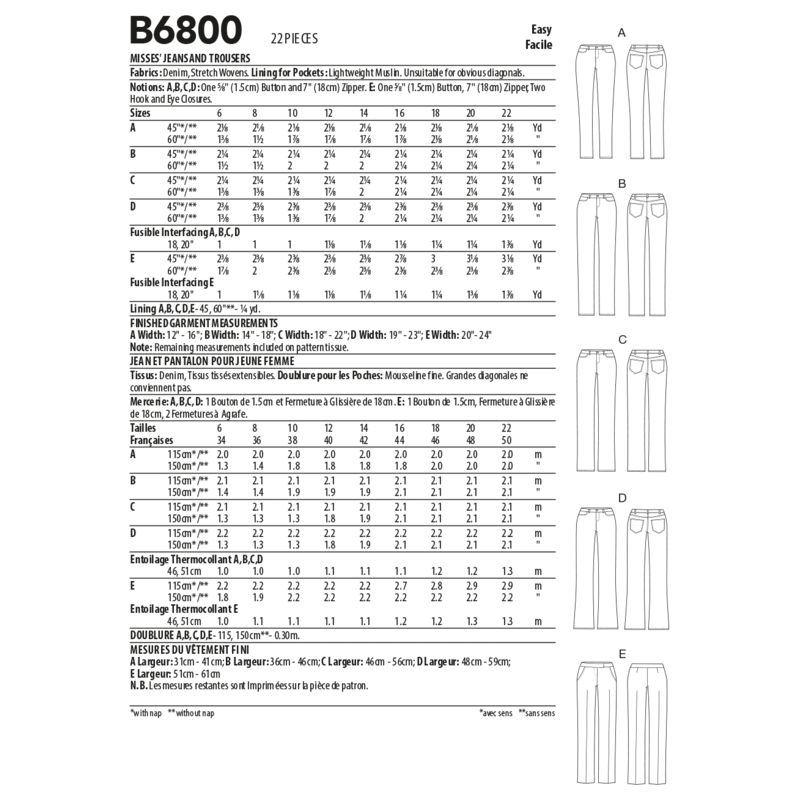 Butterick 6800/A5 - Pantalon