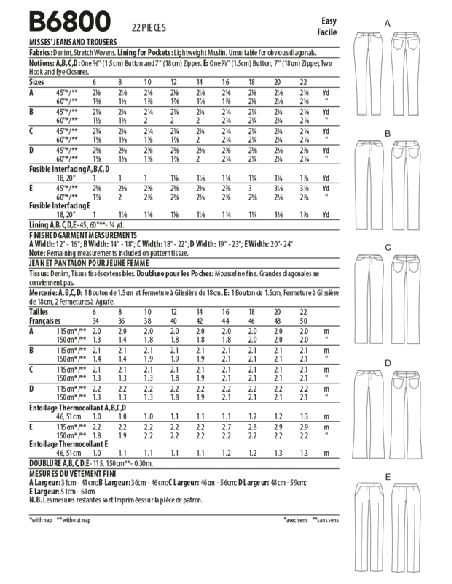 Butterick 6800/A5 - Pantalon