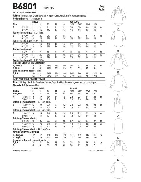 Patron Butterick 6801/B5 - Haut