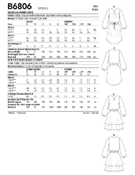 Patron Butterick 6806/B5 - Robe