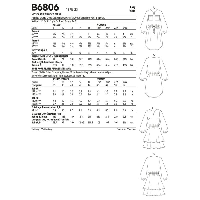 Patron Butterick 6806/B5 - Robe