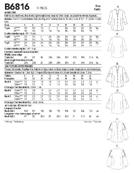 Butterick 6816/A5 - Haut
