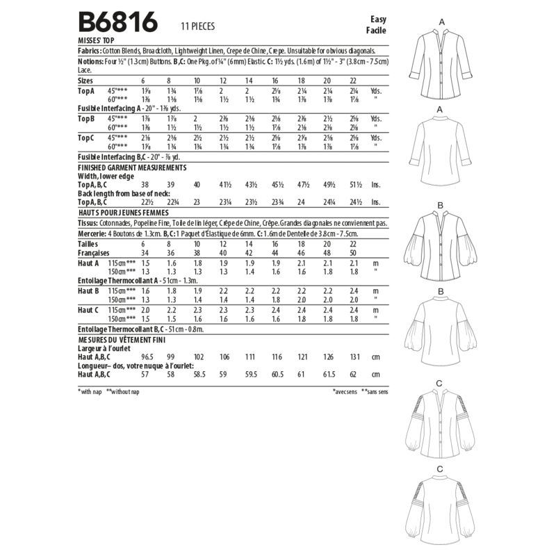 Butterick 6816/A5 - Haut
