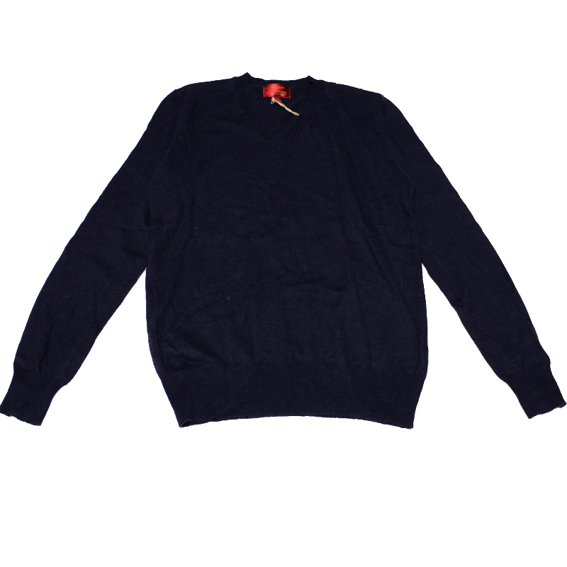 Pull col V 100% Yak - Marine (Taille S)