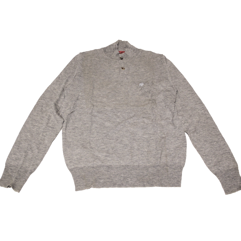 Pull fin col cheminé 100% Yak - Gris clair brodé (Taille S)