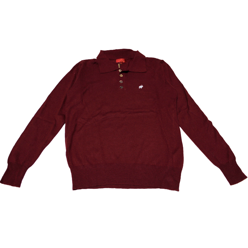 Polo 100% Yak brodé - Bordeaux (Taille S)