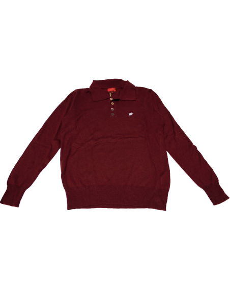 Polo 100% Yak brodé - Bordeaux (Taille S)