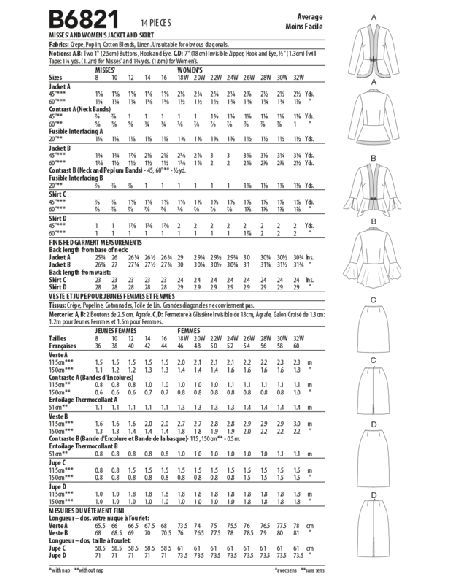 Patron Butterick 6821/B5 - Veste et jupe