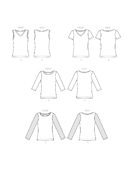 Patron Butterick 6848/B5 - T-shirt et débardeur