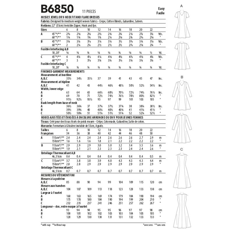 Patron Butterick 6850/A - Robe