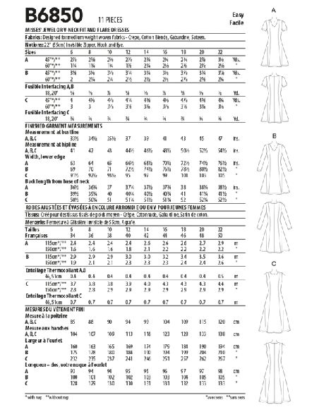 Patron Butterick 6850/A - Robe