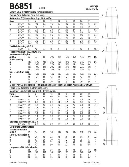 Patron Butterick 6851/A - Pantalon