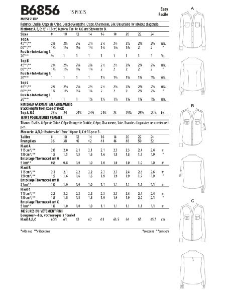 Patron Butterick 6856/B5 - Haut