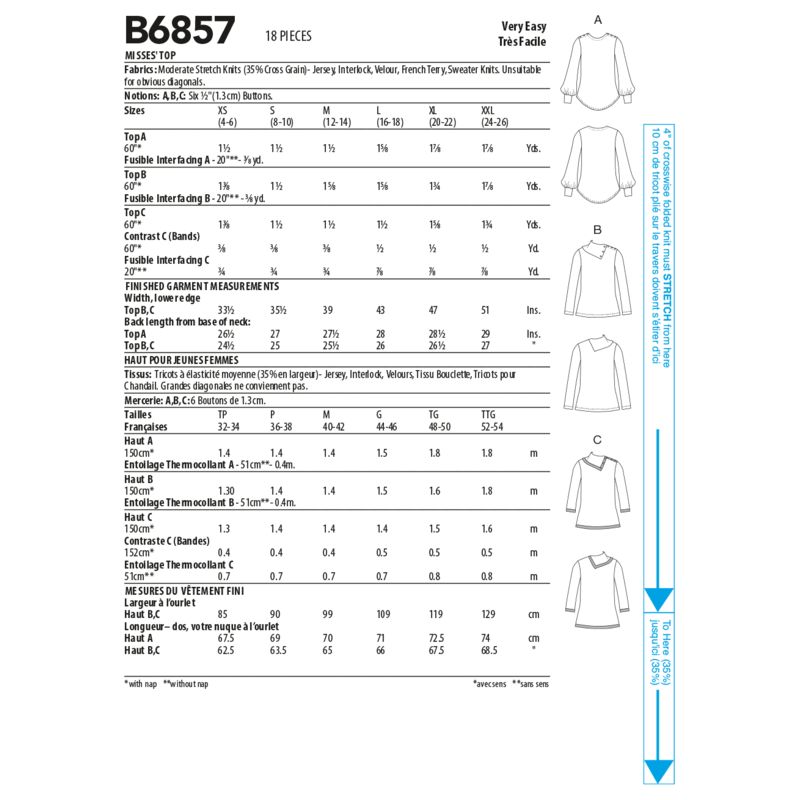 Patron Butterick 6857/A - Haut