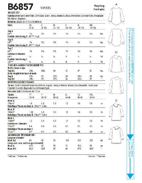 Patron Butterick 6857/A - Haut
