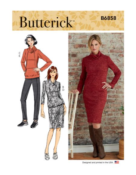 Patron Butterick 6858/Y - Robe, haut, jupe et pantalon