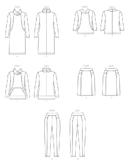 Patron Butterick 6858/Y - Robe, haut, jupe et pantalon