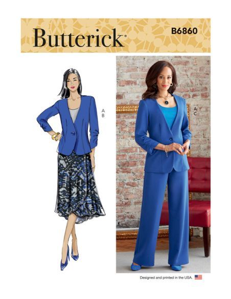 Patron Butterick 6860/B5 - Veste, jupe et pantalon