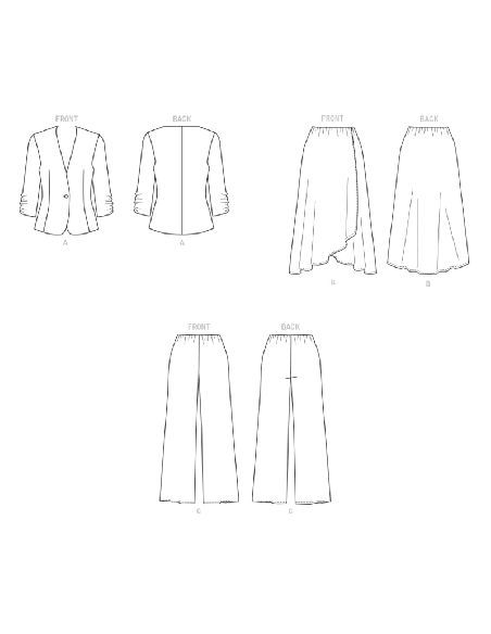 Patron Butterick 6860/B5 - Veste, jupe et pantalon