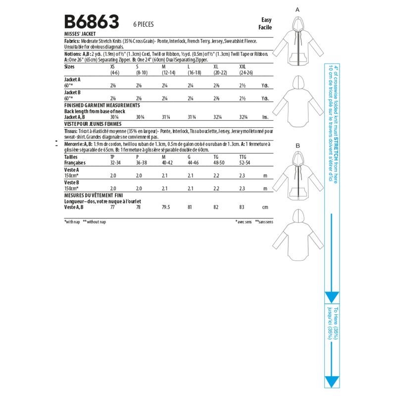 Patron Butterick 6863/A - Veste