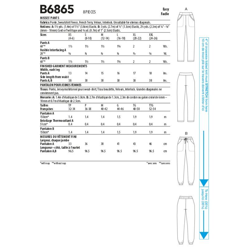 Patron Butterick 6865/A - Pantalon