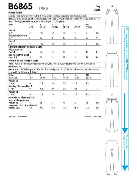 Patron Butterick 6865/A - Pantalon