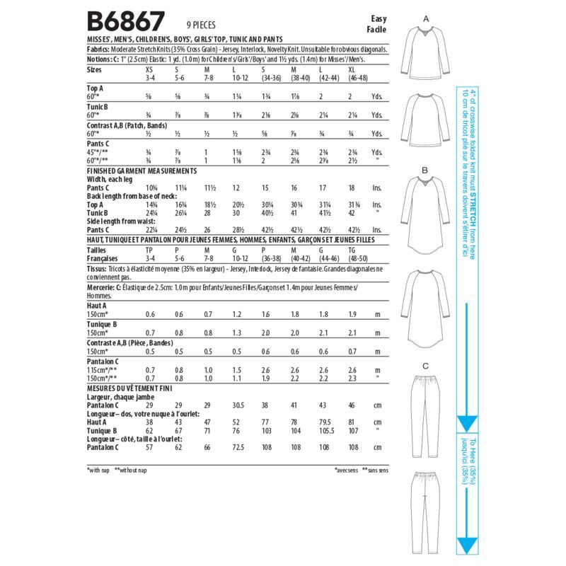 Patron Butterick 6867/A - Haut, tunique et pantalon