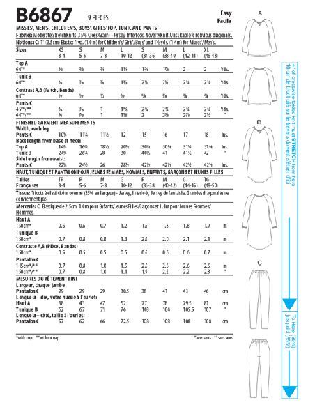 Patron Butterick 6867/A - Haut, tunique et pantalon
