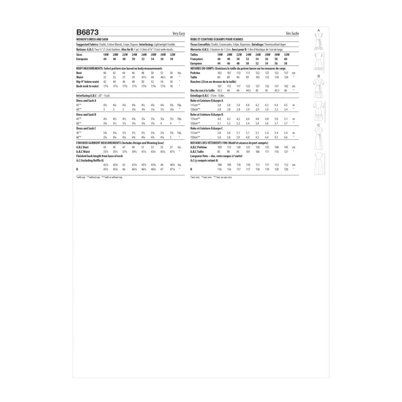 Patron Butterick 6873/RR - Robe