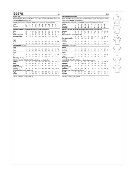Patron Butterick 6875/A5 - Haut