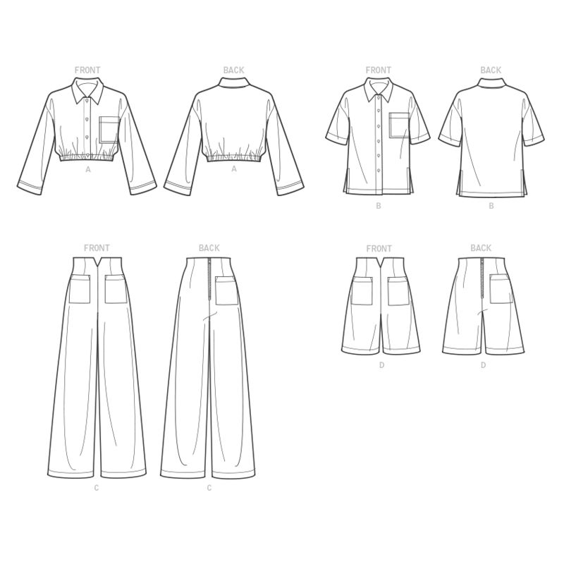 Patron Butterick 6880/A5 - Chemise, pantalon et short